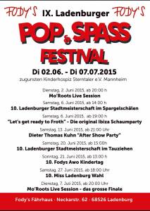 Pop- und Spassfestival 2015 bei Restaurant Fodys Fährhaus Ladenburg