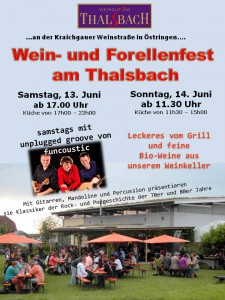 Wein- und Forellenfest am Thalsbach in Östringen am Samstag 13 - 6 - 2015 bis Sonntag 14 - 6 - 2015 
