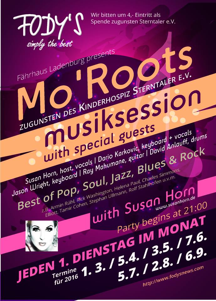 Livemusic POP ROCK MODERN 80 ziger jeden ersten Dienstag im Monat im Fodys Ladenburg