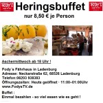Heringsbuffet – nur 8,50 € je Person – soviel essen bis zum abwinken – im Fodys Fährhaus Ladenburg – nur HEUTE am Aschermittwoch