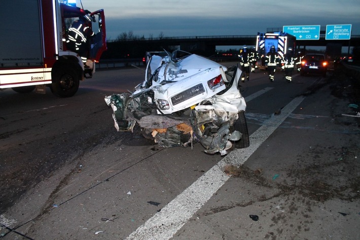 St. Leon-Rot - Schwerer Verkehrsunfall auf der Autobahn 6