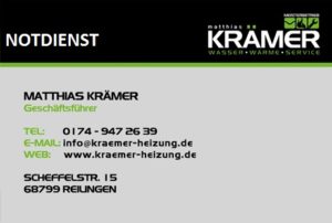 REILINGEN - Krämer WASSER WÄRME SERVICE - mit Krämer bleibt´s wärmer HEIZUNG NOTDIENST