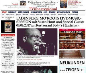 LADENBURG: MO`ROOTS LIVE-MUSIC-SESSION mit Susan Horn und Special Guests 04.04.2017 im Restaurant Fody´s Fährhaus