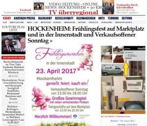 HOCKENHEIM: Frühlingsfest auf Marktplatz und in der Innenstadt und Verkaufsoffener Sonntag