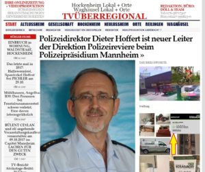 Polizeidirektor Dieter Hoffert ist neuer Leiter der Direktion Polizeireviere beim Polizeipräsidium Mannheim TVüberregional