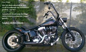 Neulußheim Akazienweg Motorrad Harley Davidson entwendet; Zeugen gesucht