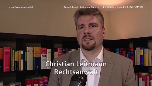 Neueröffnung einer Rechtsanwaltskanzlei in Wiesloch, Anwaltskanzlei Leitmann, Christian Leitmann, Bahnweg 14, 69168 Wiesloch, Rechtsanwalt, Videoproduktion Wiesloch, TVüberregional,