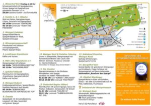 Veranstaltung Erpolzheim, Veranstaltungen in der Pfalz: Samstag, 26. Mai 2018 bis Sonntag, 27. Mai 2018 Kulinarische Wanderung um Obst, Spargel und Wein Sehr beliebt und überregional etabliert ist diese kulinarische Attraktion die im Jahr 2001 ins Leben gerufen wurde und die inzwischen an jedem letzten Wochenende im Mai tausende Besucher aus nah und fern nach Erpolzheim lockt.
