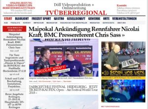 Maipokal Ankündigung Rennfahrer Nicolai Kraft, BMC Pressereferent Chris Sass, Hockenheimring, TVü