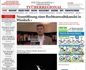 Neueröffnung einer Rechtsanwaltskanzlei in Wiesloch, Anwaltskanzlei Leitmann, Christian Leitmann, Bahnweg 14, 69168 Wiesloch, Rechtsanwalt, Videoproduktion Wiesloch, TVüberregional, Tari Bikes Wiesloch Walldorf