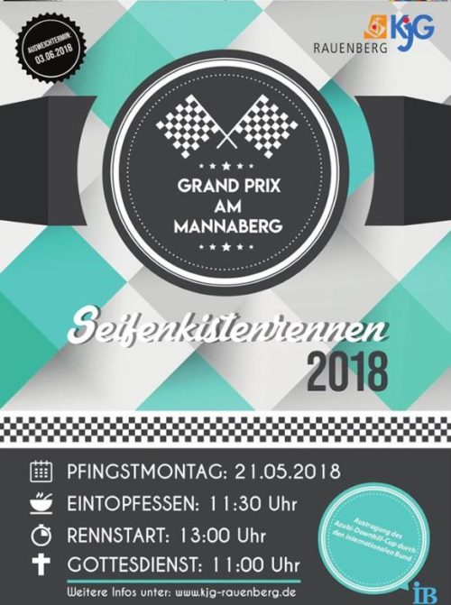 Seifenkistenrennen 2018, KjG Rauenberg, Treffpunkt 11 Uhr am MANNABERG, 21.05.18