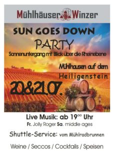 MÜHLHÄUSER WINZER, SUN GOES DOWN PARTY, 20.& 21.07.2018