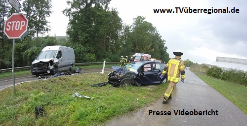 Dielheim, Frontalzusammenstoß, Schwerverletzte auf der Landesstraße 612, Höhe Erlenbachhof. Videobericht.