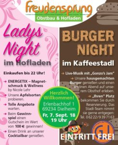 Freudensprung, Ladys Night, Burger Night, Gonzos Jam,