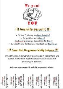 PERSONAL GESUCHT, HGB Gastro, Hockenheim