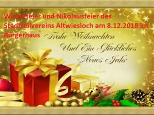 Winterfeier und Nikolausfeier des Stadtteilvereins Altwiesloch am 8.12.2018 im Bürgerhaus