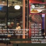 DINNER & DANCE, Restaurant Rondeau in Hockenheim. Tanzmusik aus den Bereichen Standard, Latein, Boogie, Jive, Rock ’n‘ Roll und Freestyle mit DJ Heinrich – Eintritt frei!