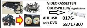 Videokassetten überspielen, digitalisieren, Videokassetten retten, VHS Video, Hi8 Videokassette, Normal8 Videokassette, auf DVD, auf USB Stick,
