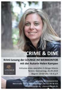 Karlsruher Krimiautorin Helen Kampen in der Lounge im Weinkontor Edenkoben