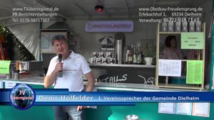 Denis Holfelder, 1. Vereinssprecher der Gemeinde Dielheim bei Freudensprung Jubiläum