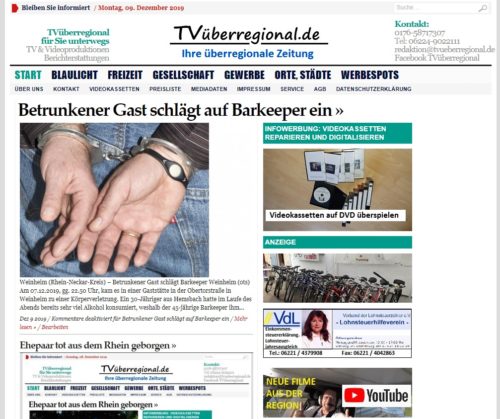 Betrunkener Gast schlägt auf Barkeeper ein