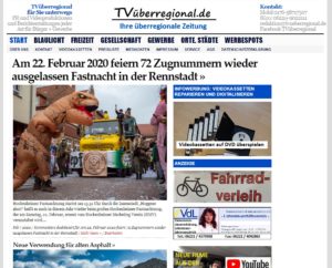 Am 22. Februar 2020 feiern 72 Zugnummern wieder ausgelassen Fastnacht in der Rennstadt, Tvueberregional, Titelseite