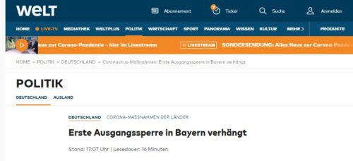 Erste Ausgangssperre in Bayern verhängt