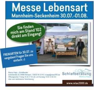 Messe Lebensart Mannheim, 2021, Relax2000, Markus Kapp, Bettensysteme, Schlafberatung