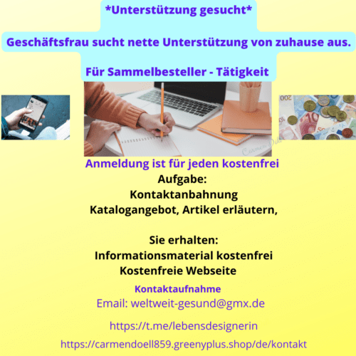 heimarbeit, sammelbesteller, sammelbestellerin, zusatzeinkommen, geld verdienen, unterstützung gesucht