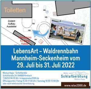 Wir sind vom 29. Juli bis 31. Juli 2022 für Sie auf der Messe LebensArt – Waldrennbahn Mannheim-Seckenheim!