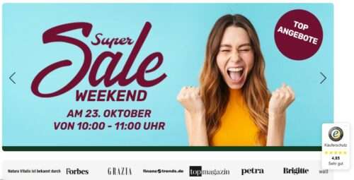 Super Sale Weekend, TV Live präsentation und Geld sparen bei Natura Vitalis Produkte