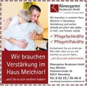 Pflegefachkräfte - Pflegehilfskräfte in den Römergarten Residenzen Haus Melchior in Rauenberg gesucht