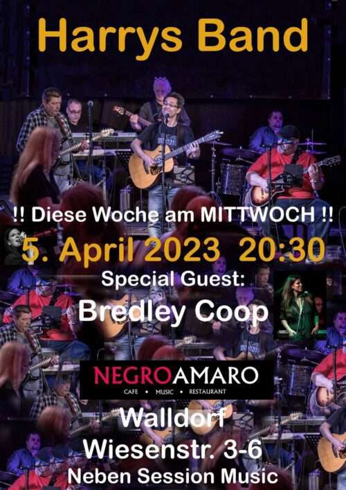 Heute MITTWOCH LIVE Harrys Band im NegroAmaro - EINTRITT FREI - Walldorf neben Session Music