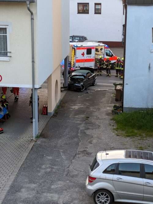 Autounfall bei der Sparkasse Baiertal