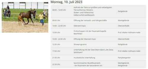 07. -10. Juli 2023 Beerfelder Pferdemarkt
