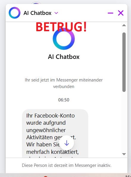 AI Chatbox Facebook Messenger - Betrug - Pishing AI Chatbox Facebook Messenger - Betrug - Pishing 02