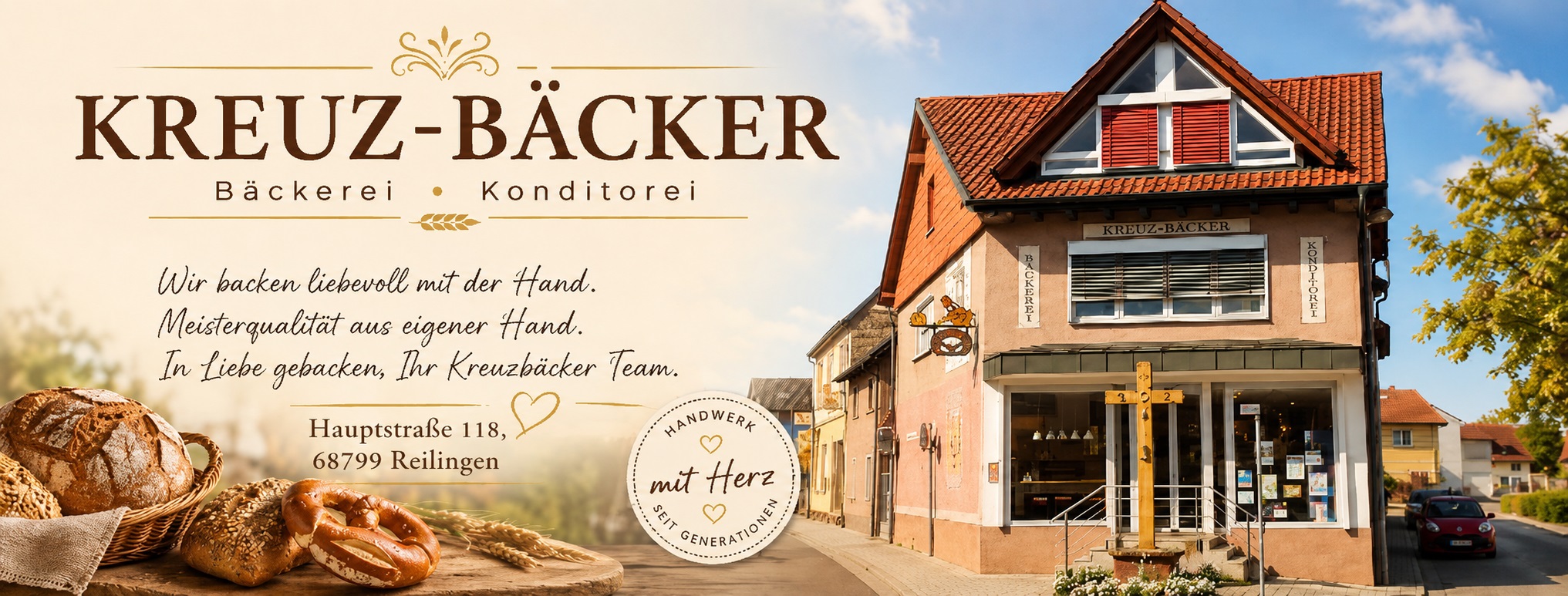 Kreuzbäckerei Jürgen Schieck, Hauptstraße 118, 68799 Reilingen Kreuzbäckerei Jürgen Schieck
Hauptstraße 118
68799 Reilingen