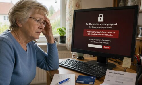 Symbolbild zu Computerbetrug und Schadsoftware-Erpressung in Kleingemünd im Rhein-Neckar-Kreis. Seniorin in Kleingemünd mit Schadsoftware erpresst
