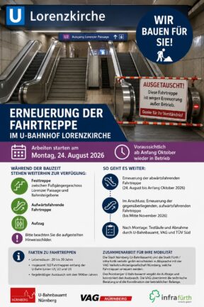 Fahrtreppentausch im U-Bahnhof Lorenzkirche in Nürnberg