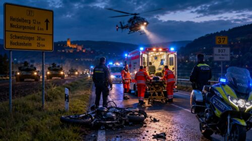 Heidelberg: Motorradunfall auf der B37 – Rettungsdienst und Polizei im Einsatz