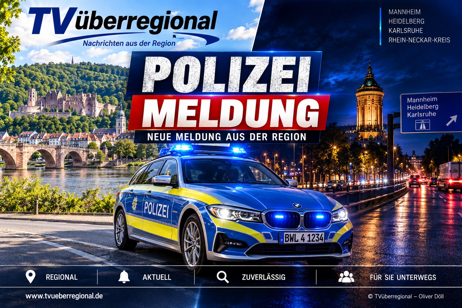 Blaulichtmeldung aus der Region – Symbolbild bei Dunkelheit