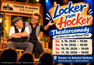 Dielheim: „Locker vum Hocker“ – Heinz Laier und Michael Stier im Theater im Bahnhof