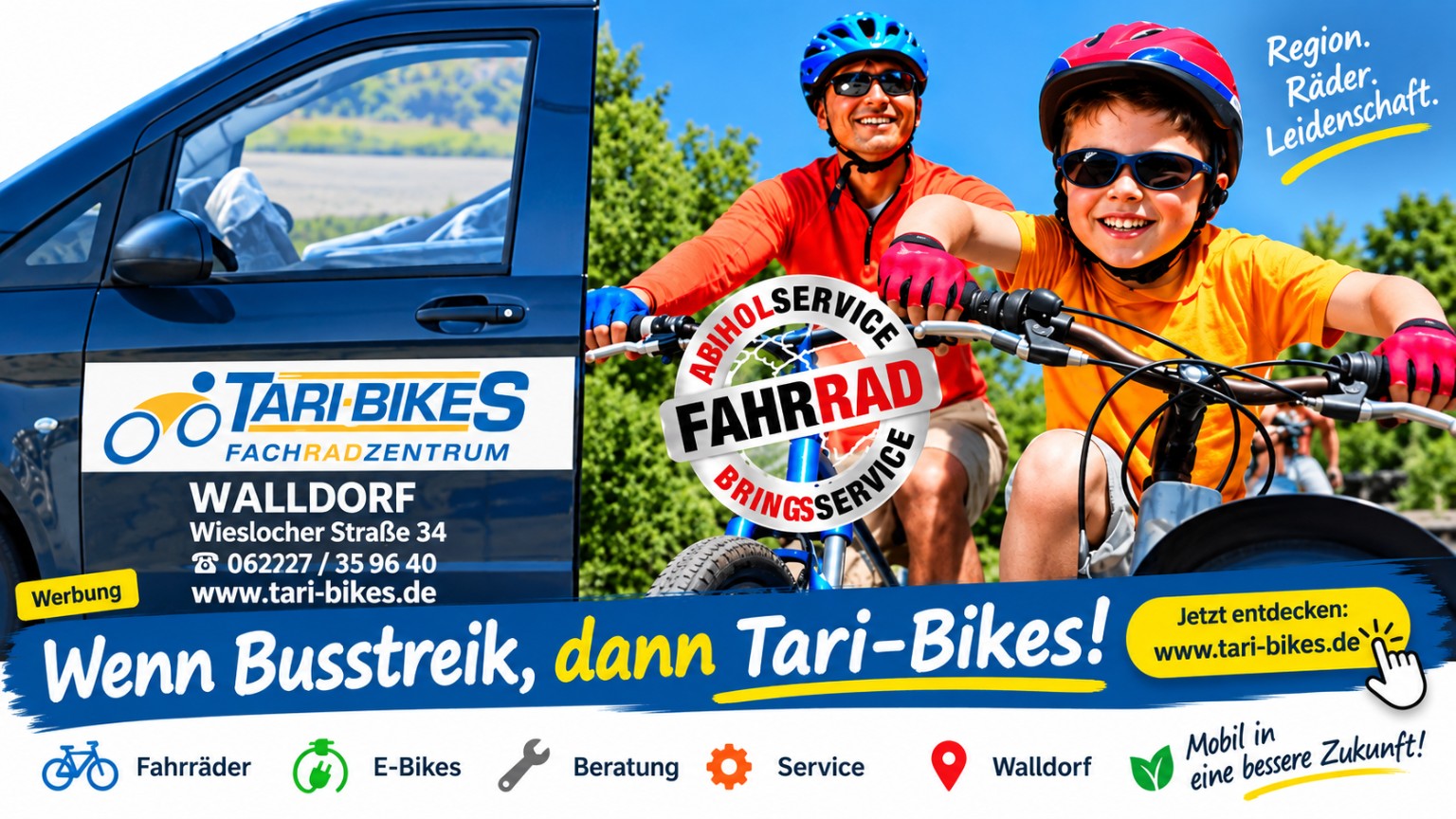 Werbung: Tari-Bikes Walldorf – Wenn Busstreik, dann Tari-Bikes
