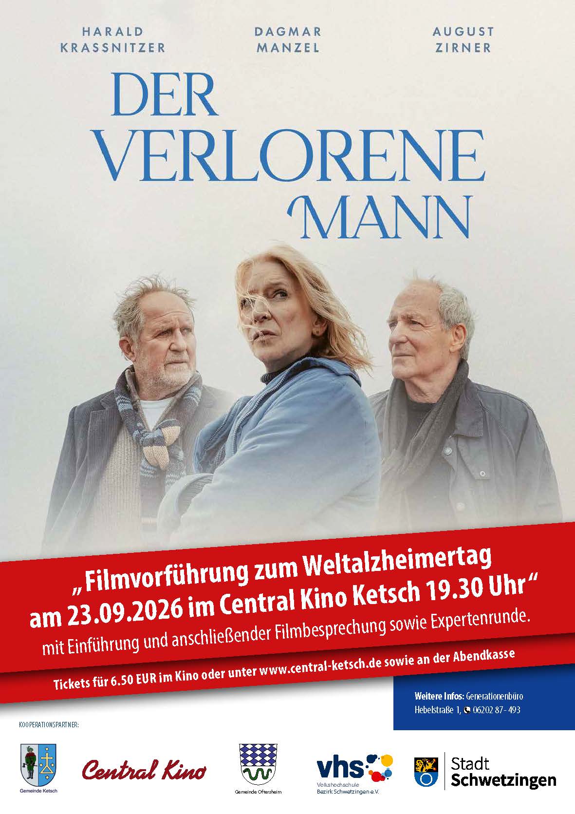 Veranstaltungsplakat zum Film Der verlorene Mann am Weltalzheimertag in Ketsch