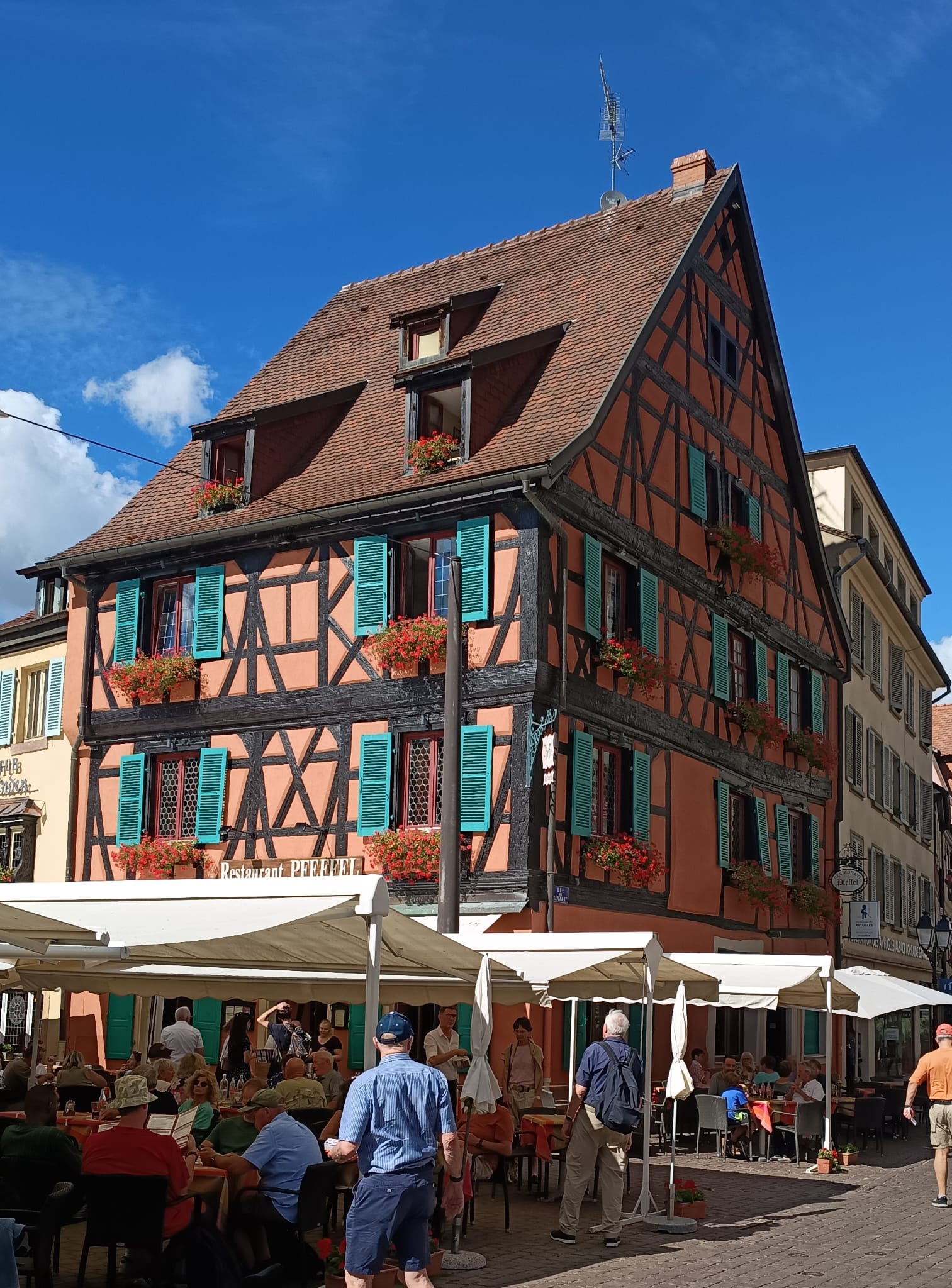 Buntes Fachwerkhaus im Altstadtviertel, Colmar im Elsass. Foto von Thorsten Krings.