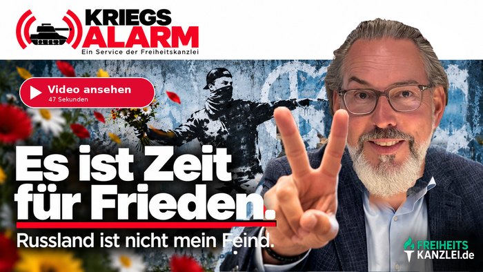 Motiv des Freiheitskanzlei-Videos Kriegs-Alarm